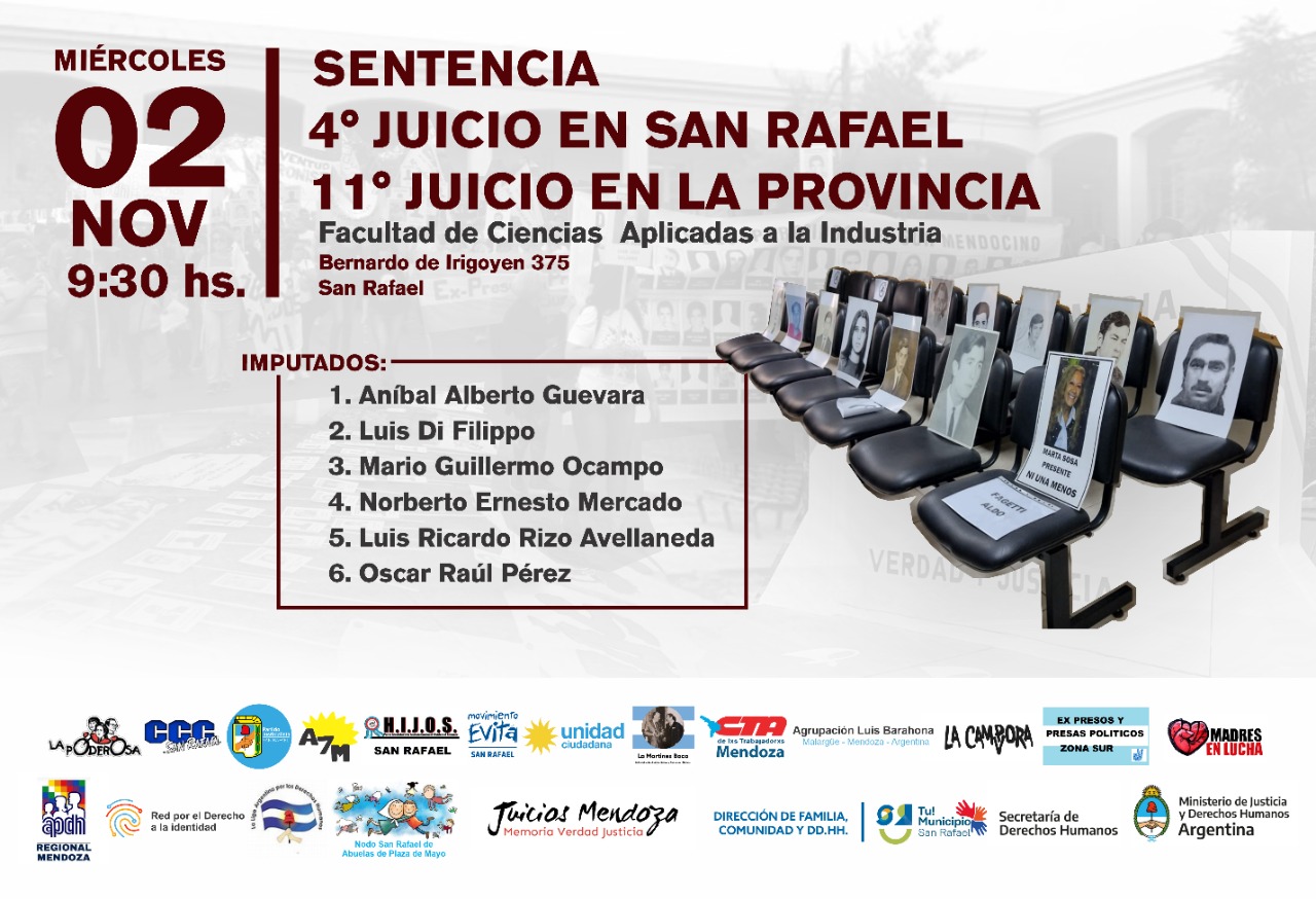 Sentencia del 11.º juicio de lesa humanidad en Mendoza